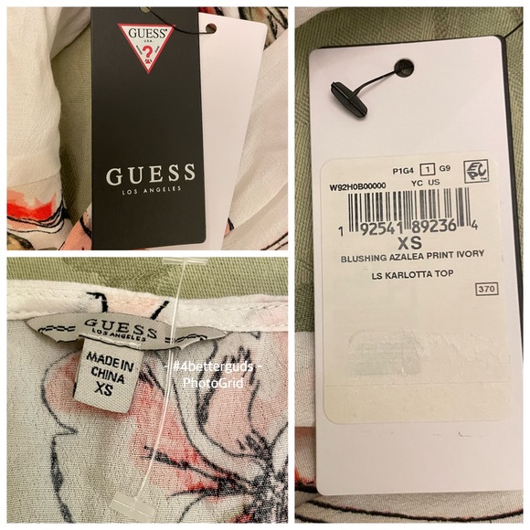 New Guess Long Sleeve Karlotta Blushing Azalea Floral Print Faux Wrap CropTop XS - Picture 4 of 16